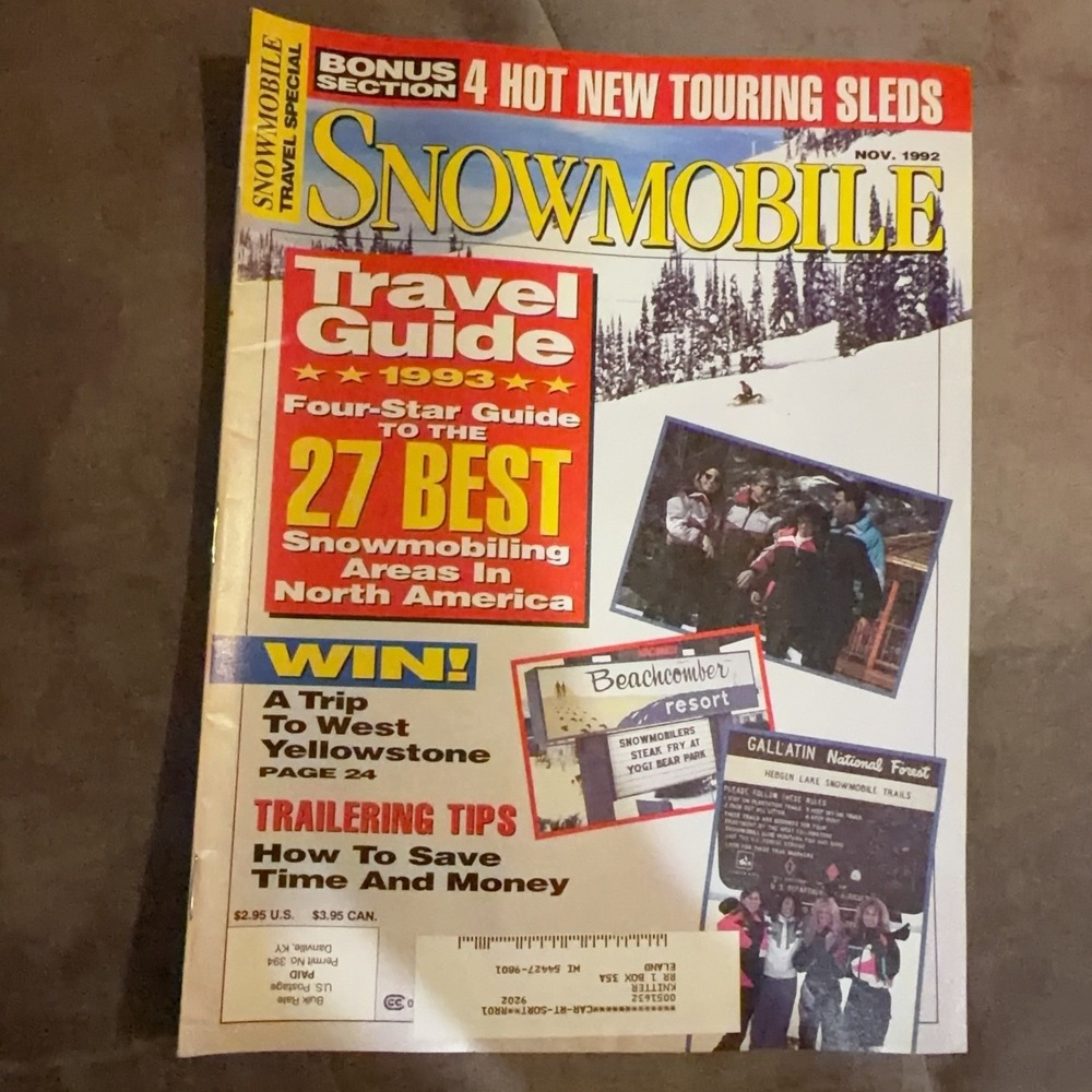 Vtg Now Magazine Nov 1992 Snowmobile Travel Guide 1993 Illustrated Sports
